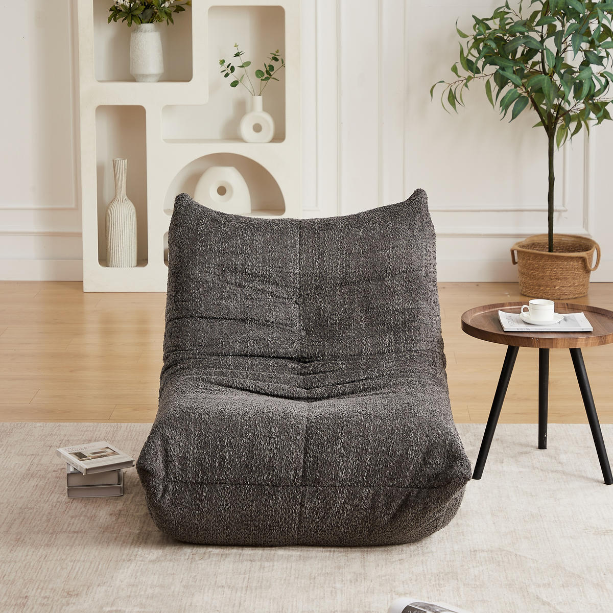 SITZSACK Chenille Grau - Grau, Textil (94/71/101cm) - WISHDOR