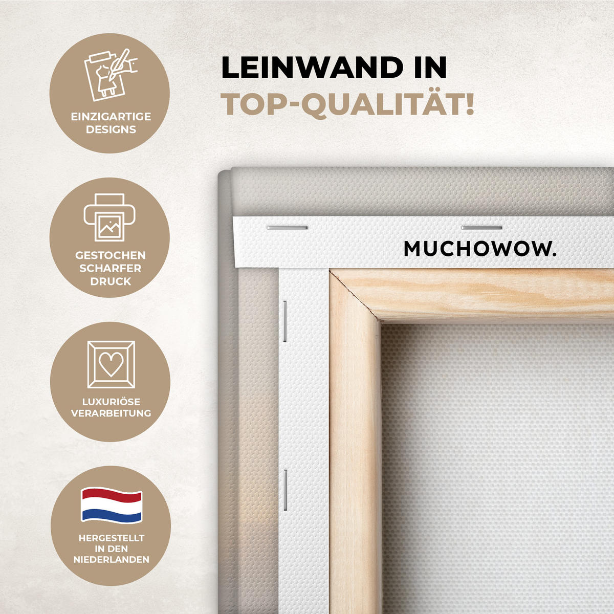 LEINWANDBILD Gras - Morgennebel - Kreuz - Christentum Wandbild Wohnzimmer 50x50 cm - Beige, Textil (50/50cm) - MuchoWow