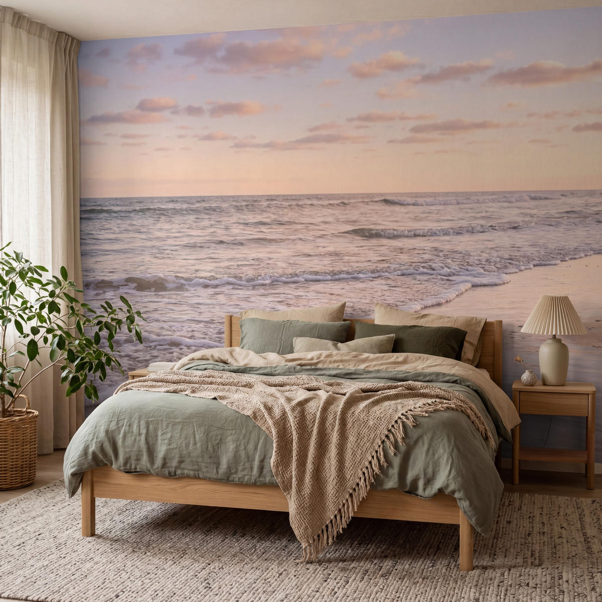 TAPETE - Strand - Brandung - Wolken - 400x300 cm - Hellrosa, Papier (400/300cm) - OnlyWow
