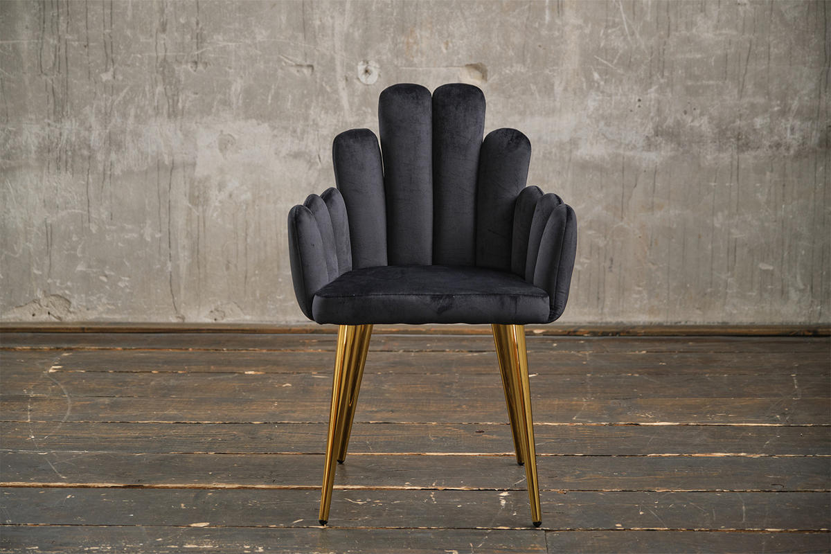 ESSZIMMERSTUHL FREJA Schwarz Velvet - Schwarz, Textil (59/86/55cm) - KAWOLA