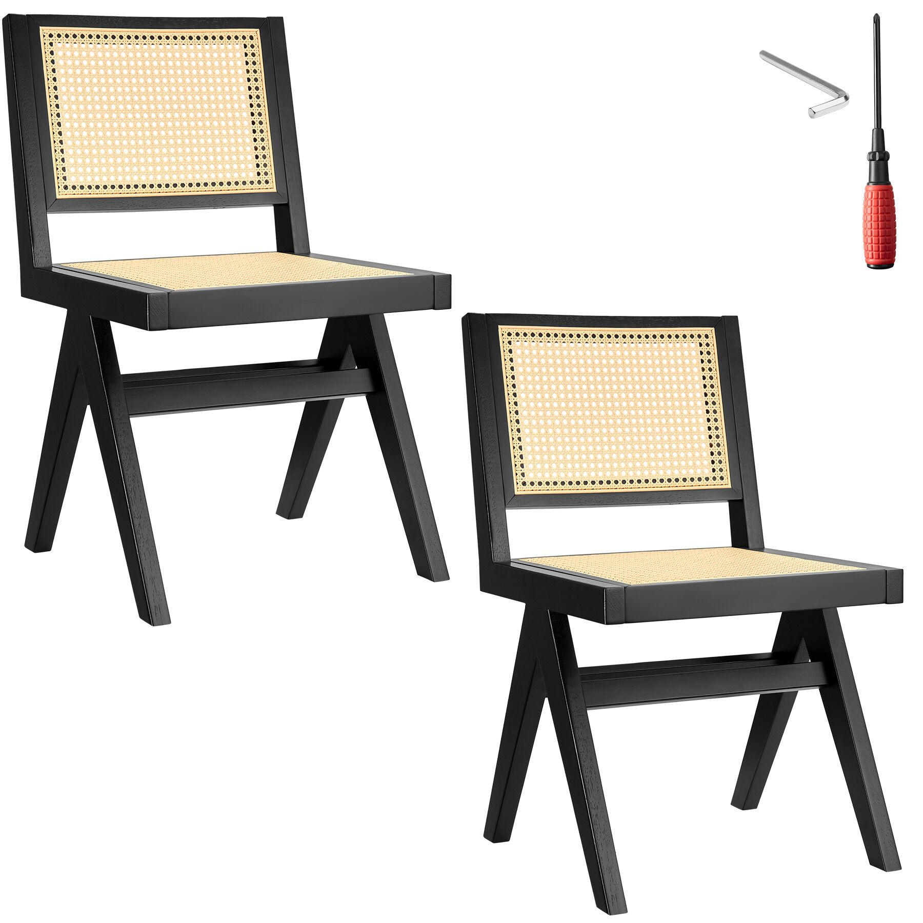 tectake Holzstuhl Schwarz 48.5x83x53.5 cm