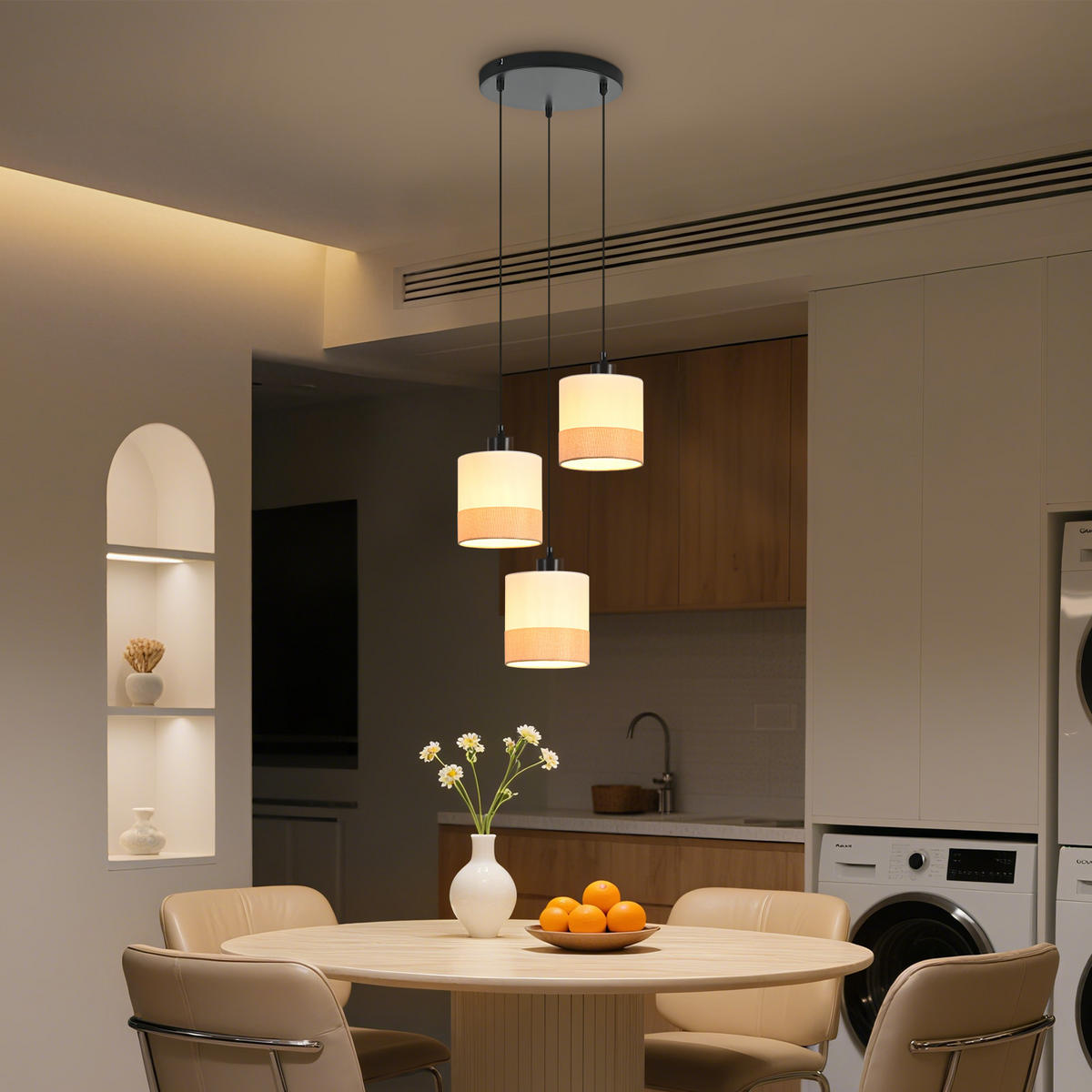 PENDELLEUCHTE Seraphina 25/25/120 cm - Weiß, Kunststoff/Metall (25/25/120cm) - ZMH