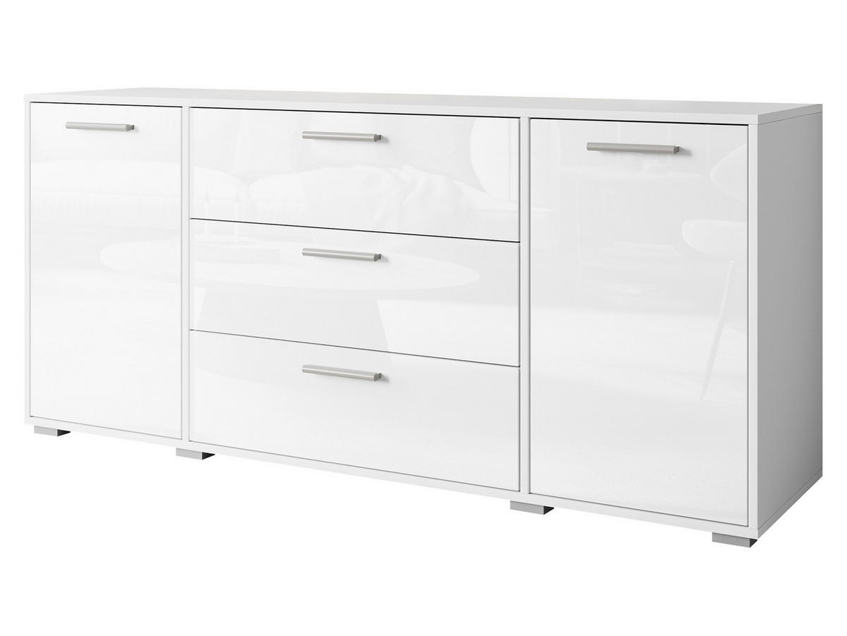 SIDEBOARD Bogota 150 - Weiß Hochglanz/Silberfarben, Holzwerkstoff/Kunststoff (150/68/40cm) - MIRJAN24