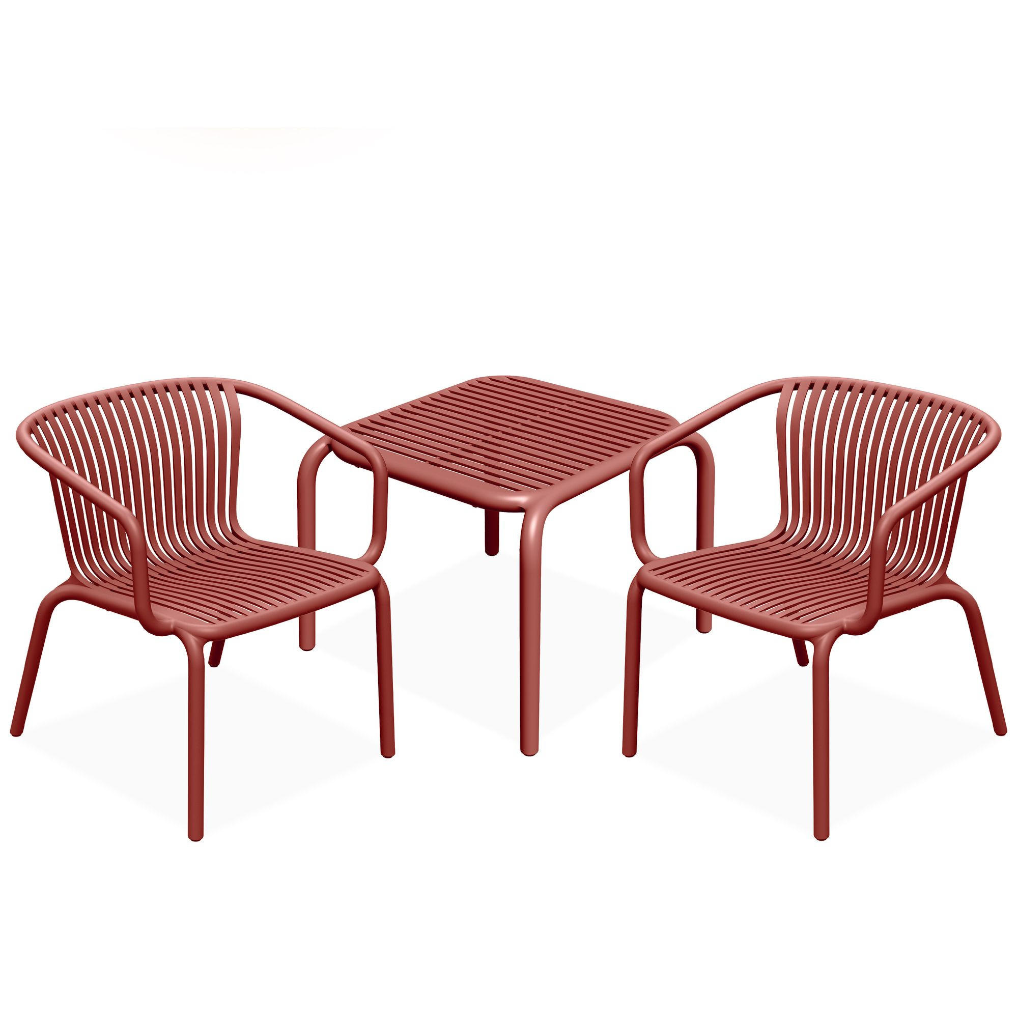 GARTEN ESSGRUPPE FICCARI, Gartenmöbel-Set 3-tlg, Rot - Rot, Kunststoff - KONSIMO®