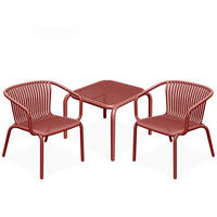 GARTEN ESSGRUPPE FICCARI, Gartenmöbel-Set 3-tlg, Rot - Rot, Kunststoff - KONSIMO®