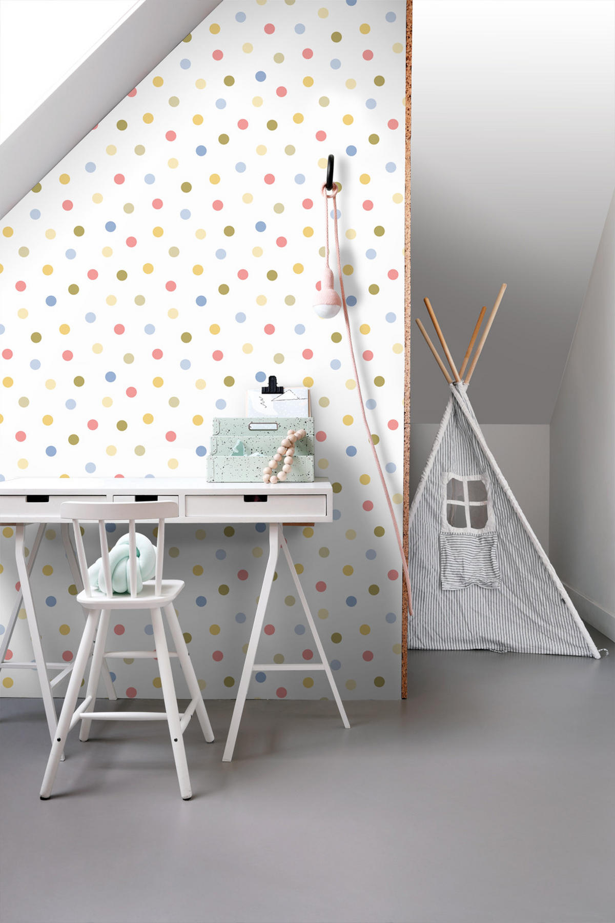 TAPETE Punktmuster 50 x 900 cm - Weiß, Papier (50/0.1cm) - ESTAhome