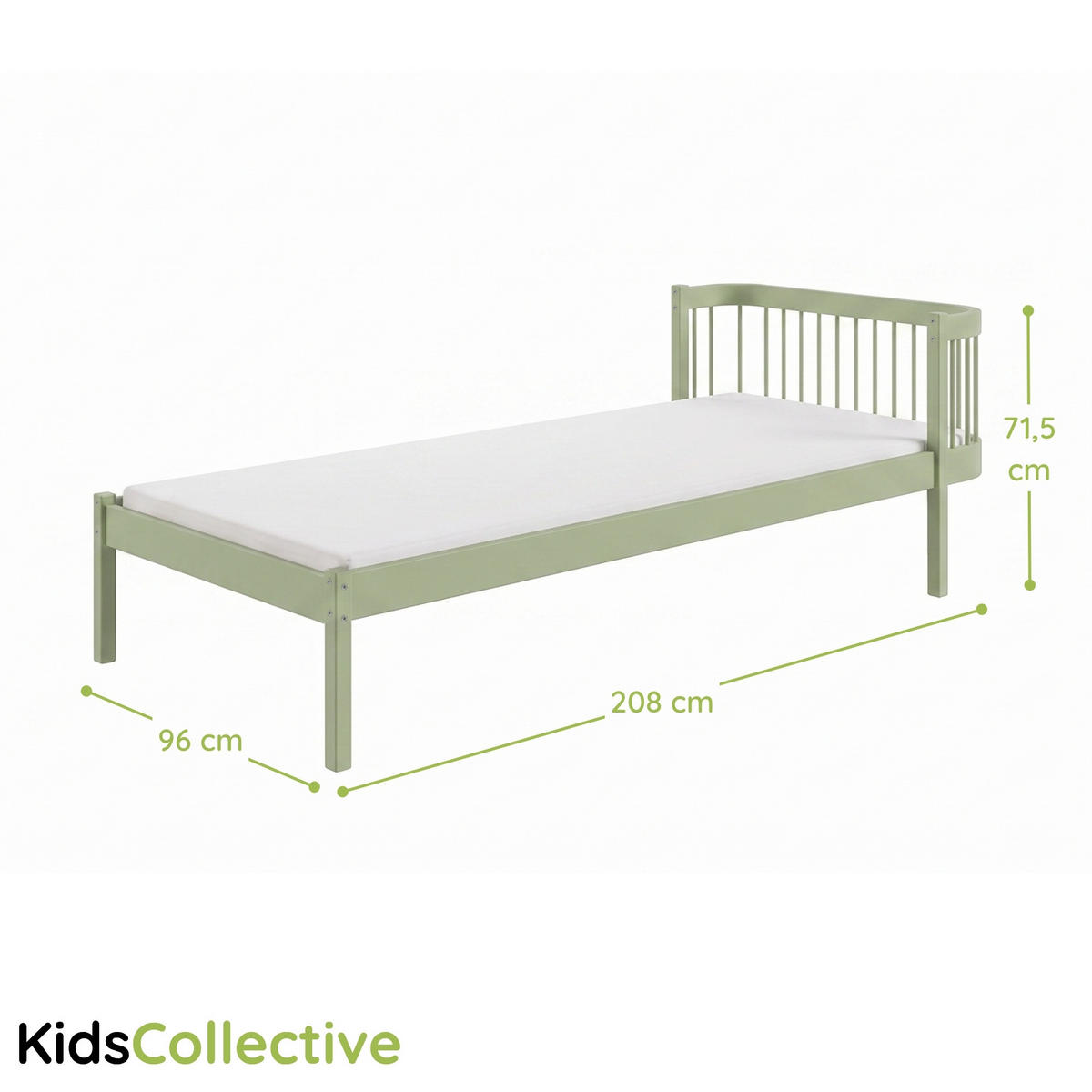 KINDERBETT 90x200 cm in Oliv - Olivgrün, Holz (90/200cm) - Kids Collective