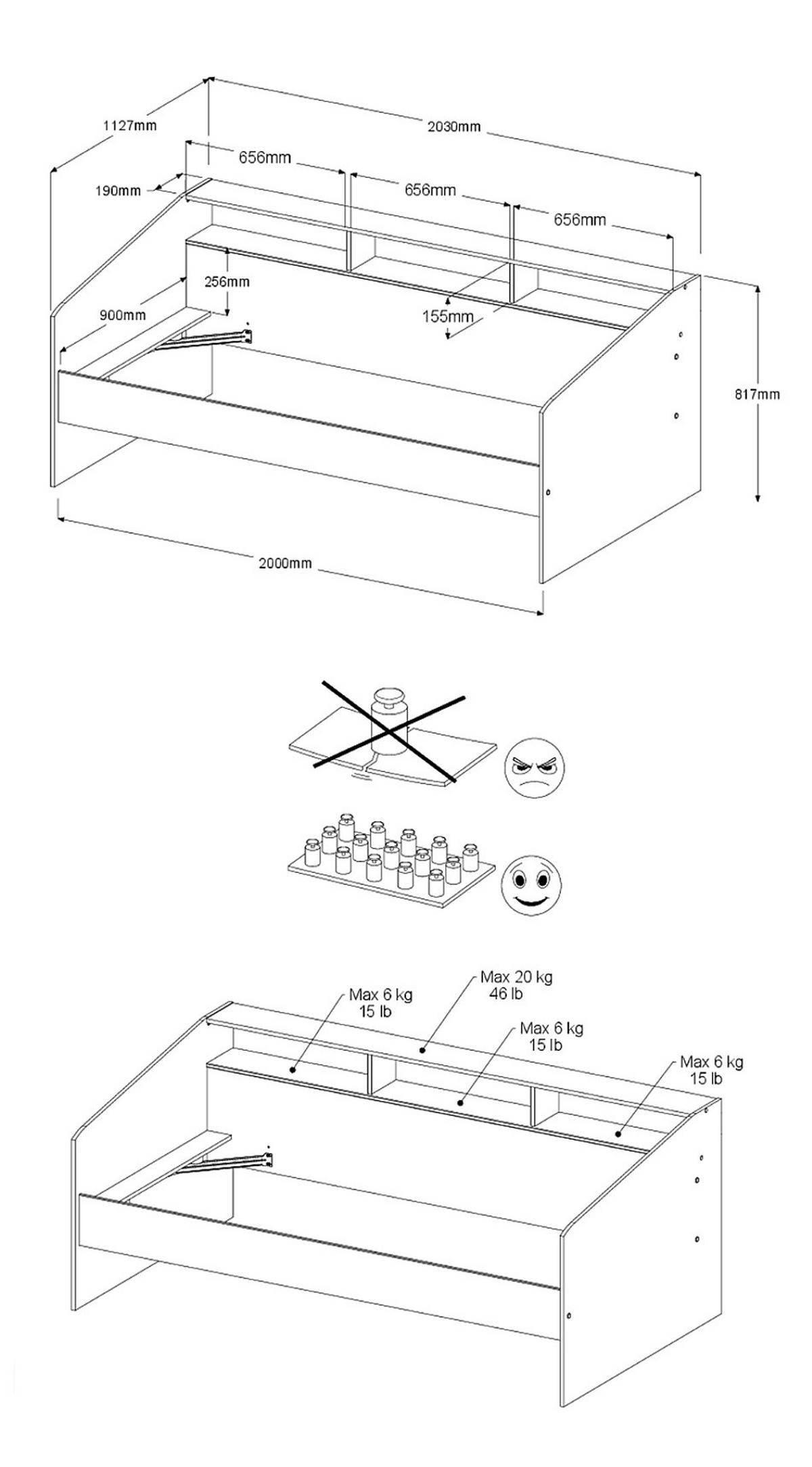KINDERZIMMER-SET 2-teilig weiß, Jugendzimmer mit Stauraumbett - Weiß, Holzwerkstoff/Metall (203/182/113cm) - Parisot Meuble