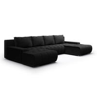 PANORAMASOFA Jonas 5 Sitzplätze Schwarz - Schwarz, Holz (350/85/185cm) - Petits-meubles