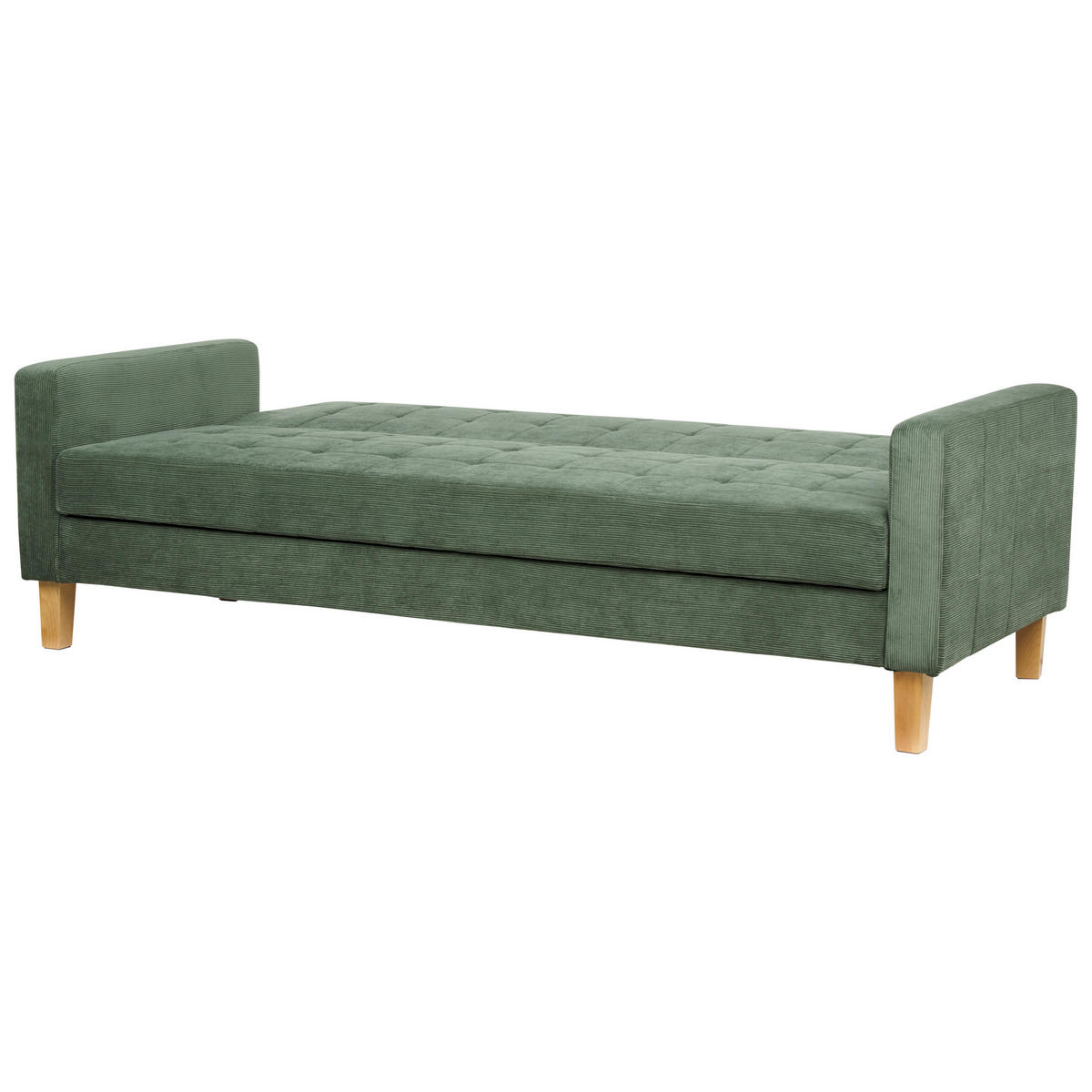 3-SITZER-SCHLAFSOFA dunkelgrün mit Stauraum Vehkoo - Hellbraun/Grün, Textil (200/86/77cm) - Beliani