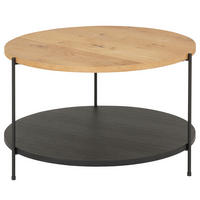 FURNIERTER COUCHTISCH - Eiche / Schwarz - Eichefarben, Holzwerkstoff/Metall (70/70/45cm) - home24