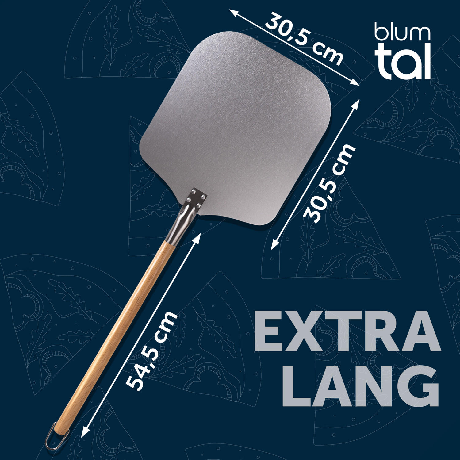 PIZZASCHIEBER Soeren 85 cm, lang - Edelstahlfarben, Holz/Metall (30.5/1/30.5cm) - Blumtal