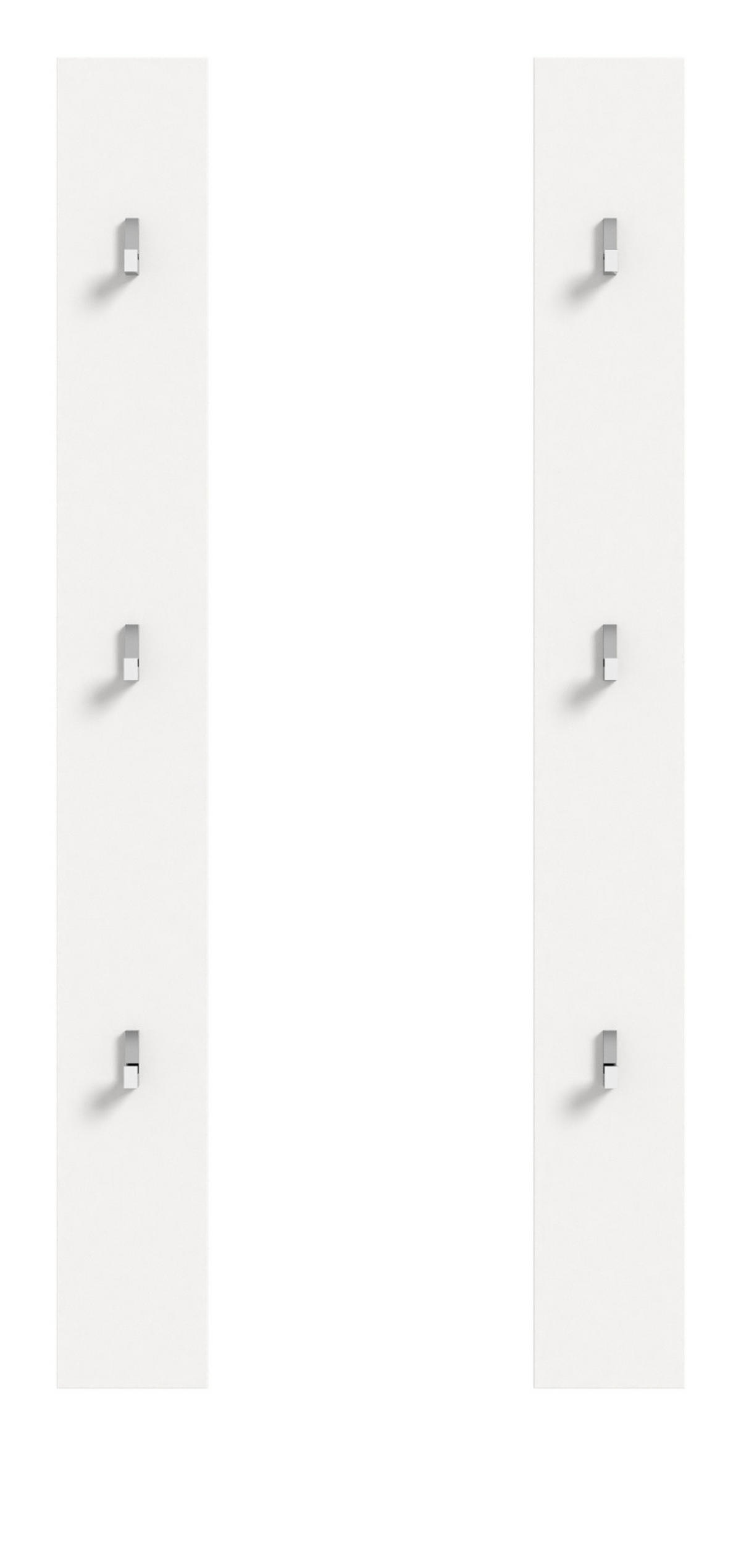 GARDEROBENPANEEL Set 2-teilig weiß 115 cm, Flurgarderobe mit Haken - Weiß, Holzwerkstoff/Metall (13/115/3cm) - Inn.Furn