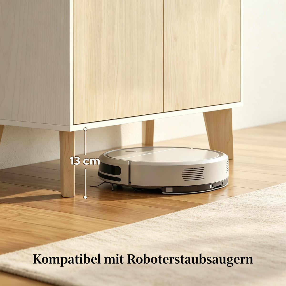 HIGHBOARD DE-38830 80/40/135 cm 5 Fächer und Soft-Close-Türen Naturholz/Weiß - Eichefarben, Holzwerkstoff (80/135/40cm) - ComfortXL