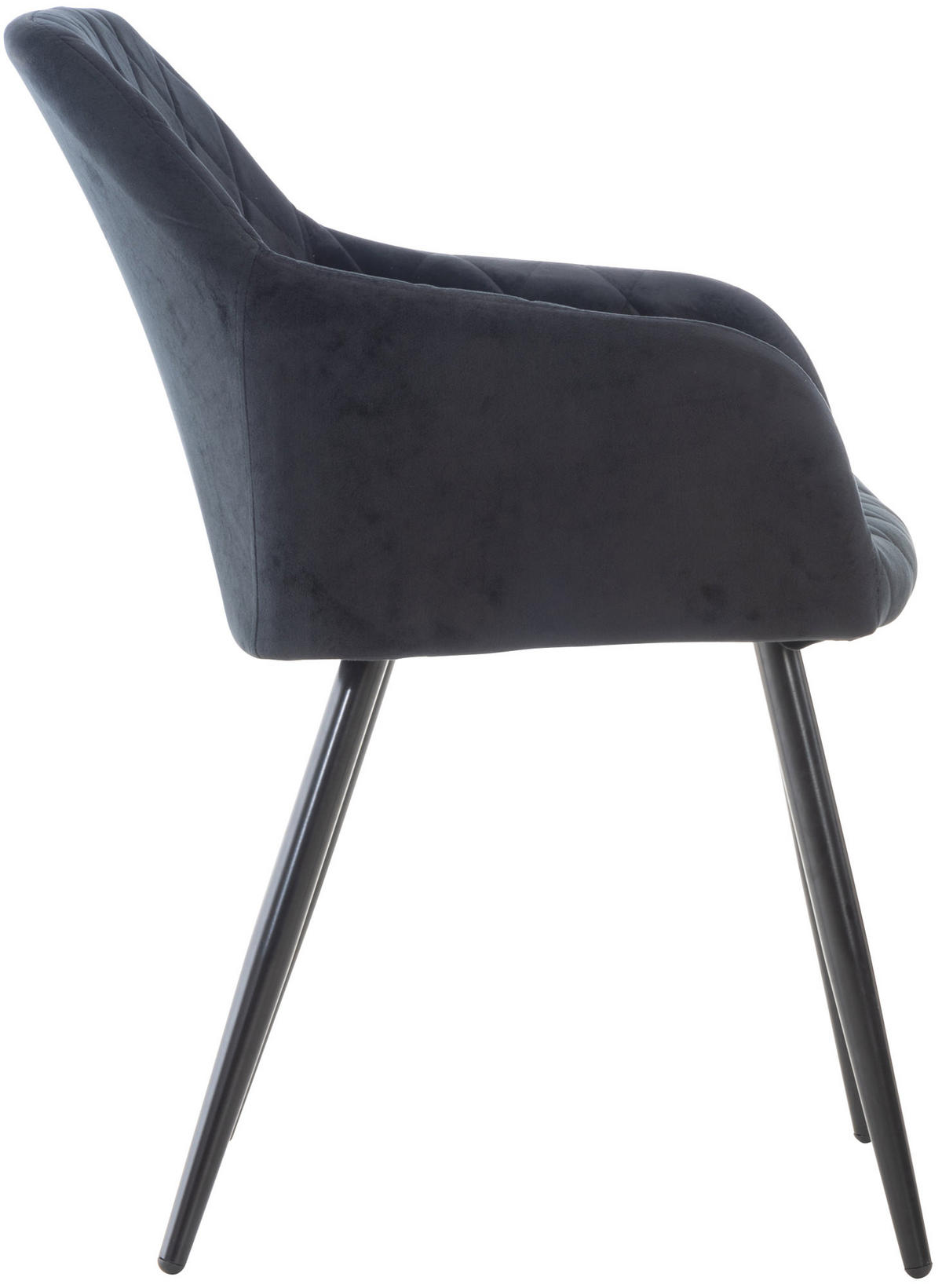 ESSZIMMERSTUHL Shyva Samt, Gestell Metall matt Schwarz Schwarz - Schwarz, Textil/Metall (47/84/44cm) - TPFLiving