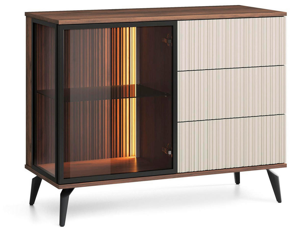 KOMMODE mit 3 Schubladen und Tür VIVIN - Nussbaumfarben, Holzwerkstoff (103/80/39cm) - Compleo24