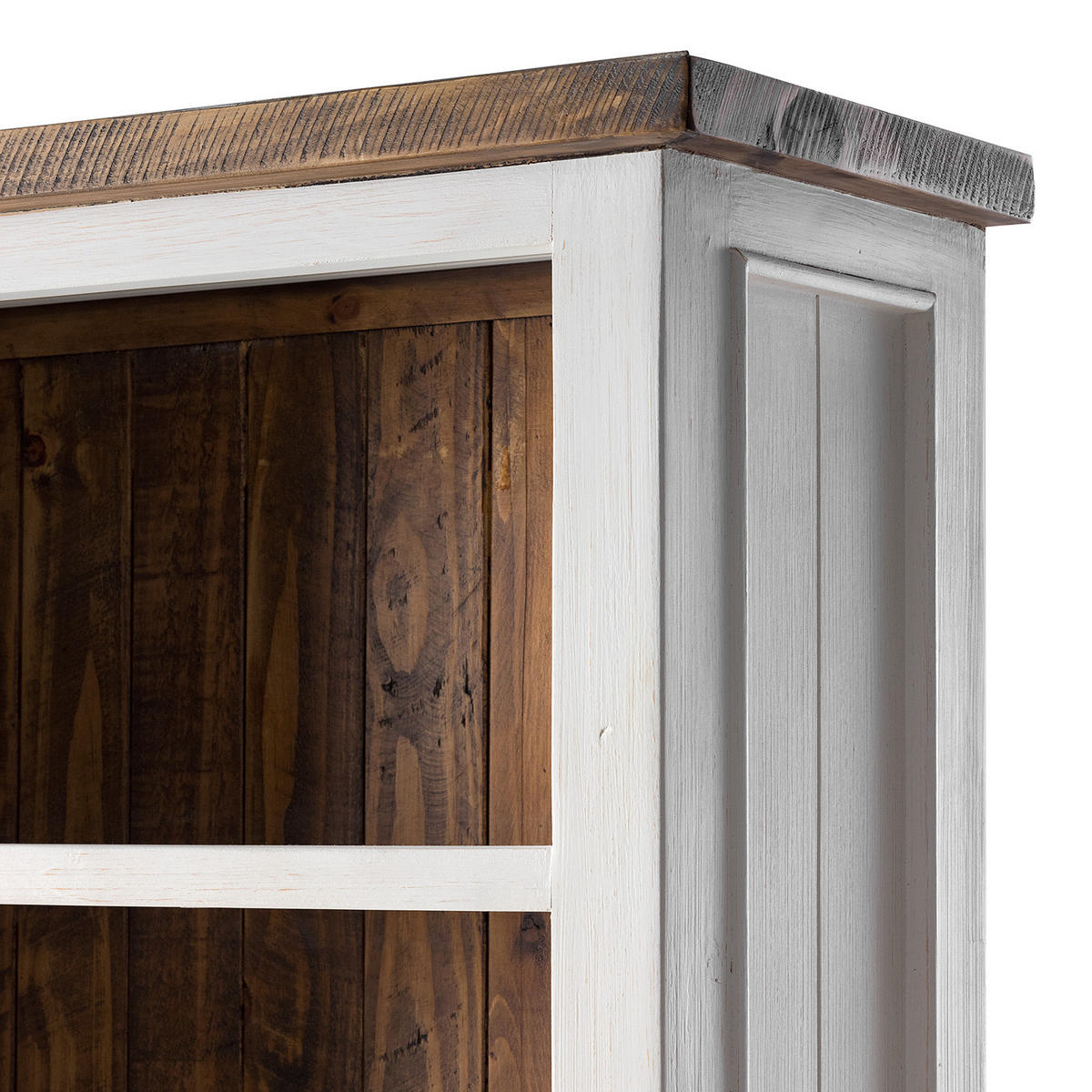 BÜCHERREGAL - Kiefer massiv - Weiß/Kieferfarben, Holz (90/190/35cm) - home24