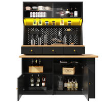BUFFET LED Glas Türen Schwarz - Schwarz, Glas (137/177.7/74cm) - FLIEKS