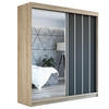 SCHWEBETÜRENSCHRANK 180 CM GLIDE Farbe: Sonoma , schwarz - Schwarz/Braun, Holzwerkstoff (180/215/59.5cm) - A&J MöbelLand