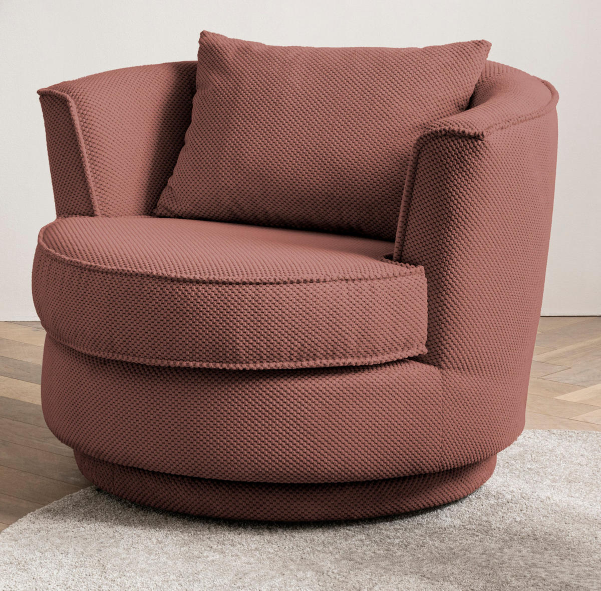 DREHSESSEL terracotta Web-Velours, Sessel 360° drehbar inklusive Kissen - Terracotta, Kunststoff/Textil (95/77/95cm)