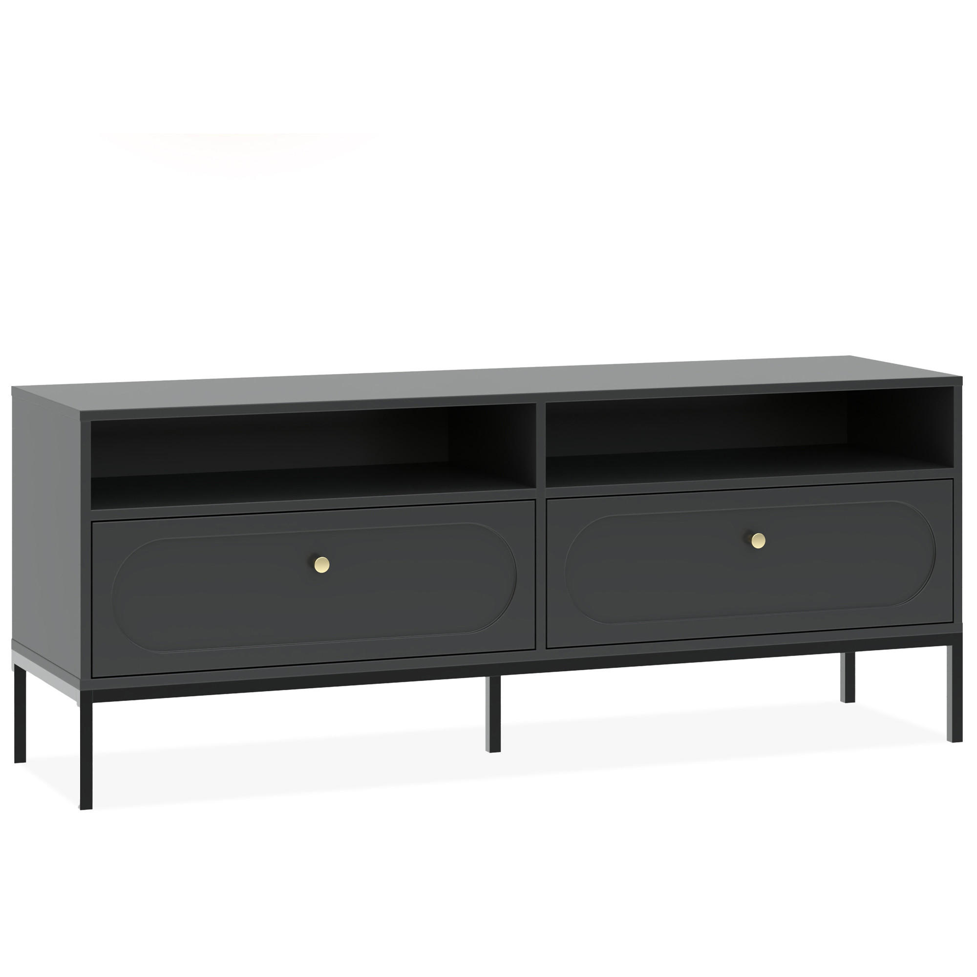 TV-LOWBOARD TILA, Schwarz - Schwarz, Holzwerkstoff (150/60/40cm) - KONSIMO®