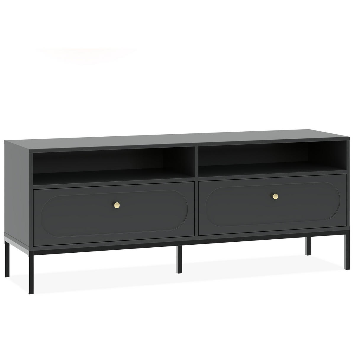 TV-LOWBOARD TILA, Schwarz - Schwarz, Holzwerkstoff (150/60/40cm) - KONSIMO®
