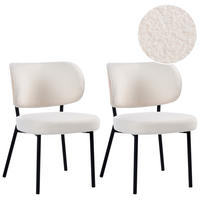 ESSZIMMERSTUHL 2er Set Bouclé Cremeweiß Wonder - Creme, Textil (55/82/65cm) - Beliani