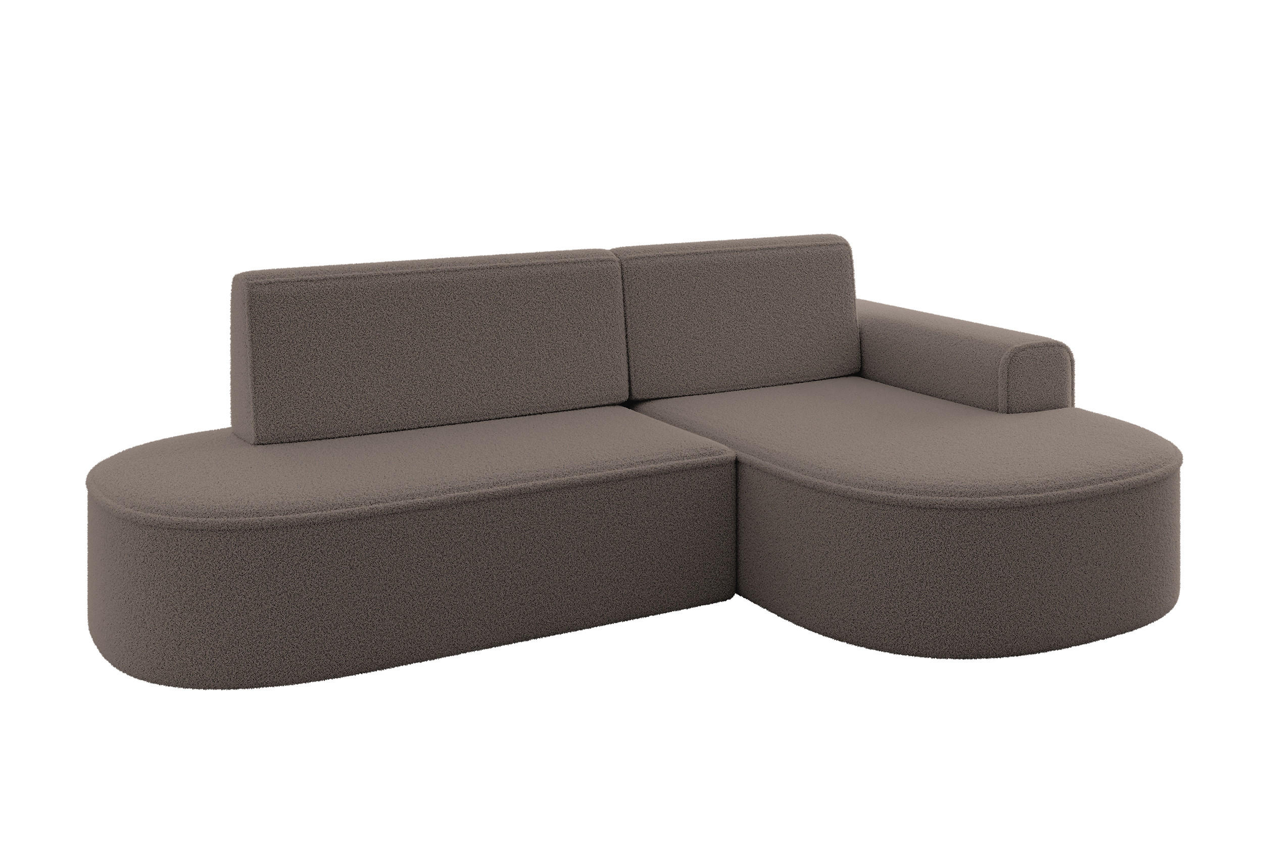 ECKSOFA mit Schlaffunktion und Bettkasten Ottomane Rechts MARI-L1-S - 283x167x85 cm Braun Bouclé - Schwarz/Braun, Holzwerkstoff/Kunststoff (167/283cm) - ALTDECOR