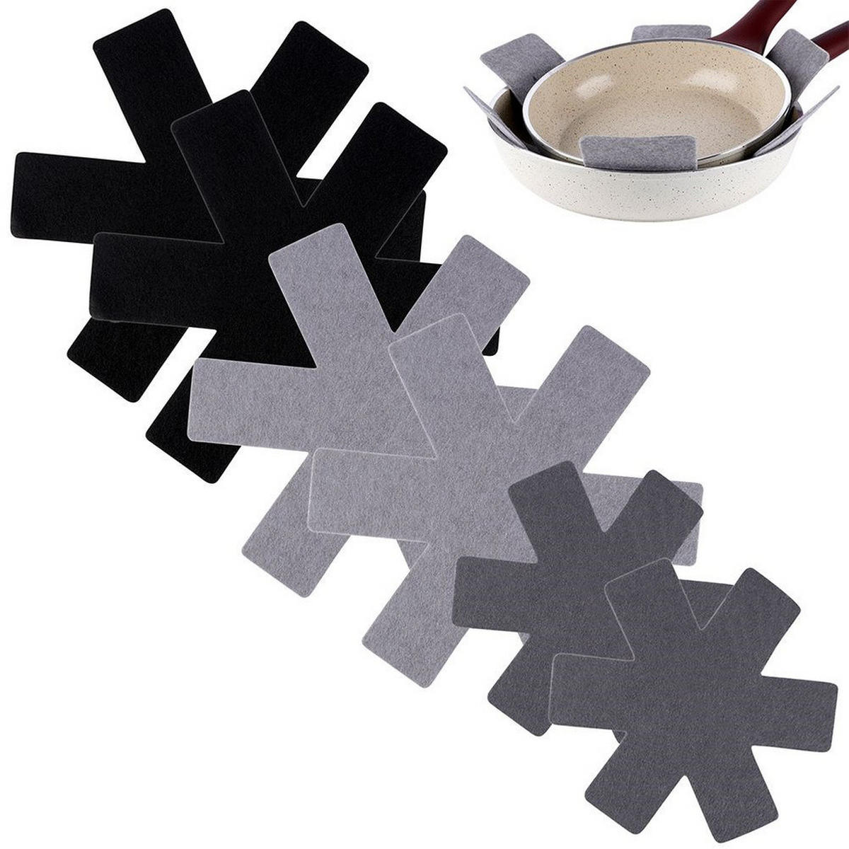 PFANNENTRENNER Filz-Einsatz 6-teilig Grau - Grau, Textil (38/0.5/38cm) - Excellent Houseware