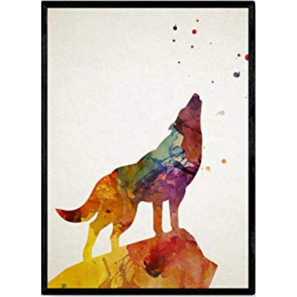 POSTER Leopard Aquarell-Stil A4 Schwarzer Rahmen - Schwarz, Papier (29.7/5/21cm) - Nacnic