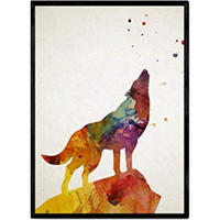 POSTER Leopard Aquarell-Stil A4 Schwarzer Rahmen - Schwarz, Papier (29.7/5/21cm) - Nacnic