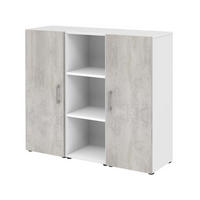 AKTENSCHRANK - 3 Ordnerhöhen - Weiß/Beton - Grau, Holzwerkstoff (120/107.2/34.4cm) - Röhr
