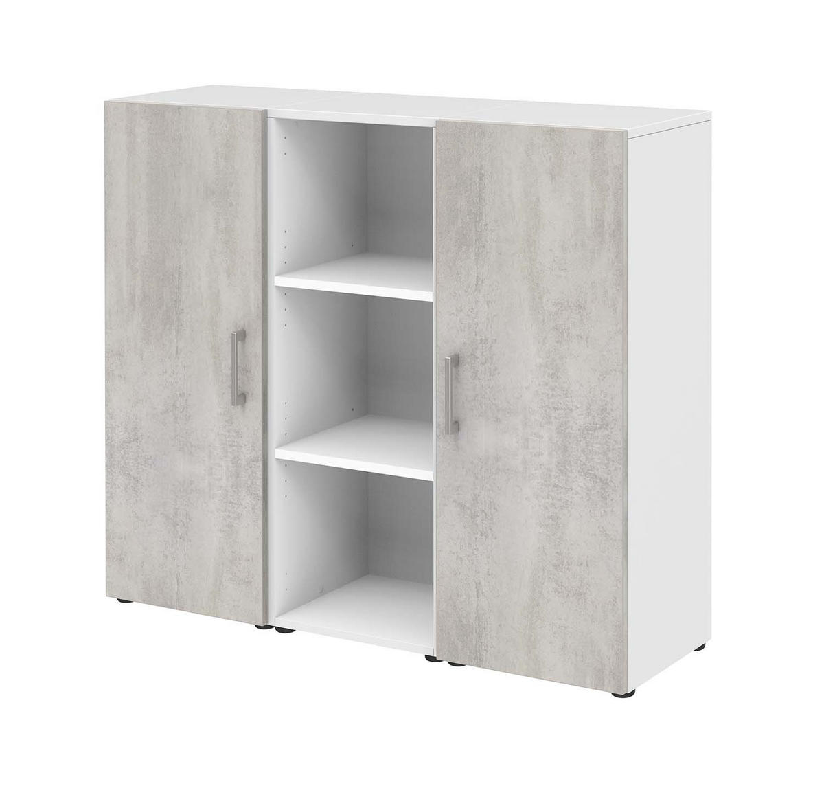 AKTENSCHRANK - 3 Ordnerhöhen - Weiß/Beton - Grau, Holzwerkstoff (120/107.2/34.4cm) - Röhr