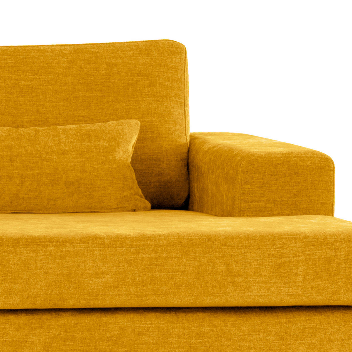 ECKSOFA mit Longchair - Eichefarben/Gelb, Eichenholz/Textil (281/153cm) - home24