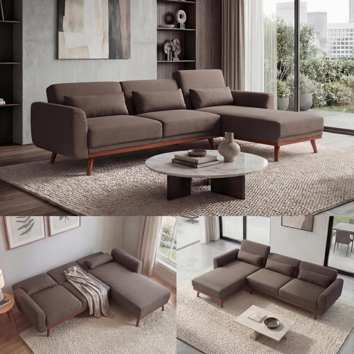 SOFA Braun - Braun, Textil (280/139cm) - MCW