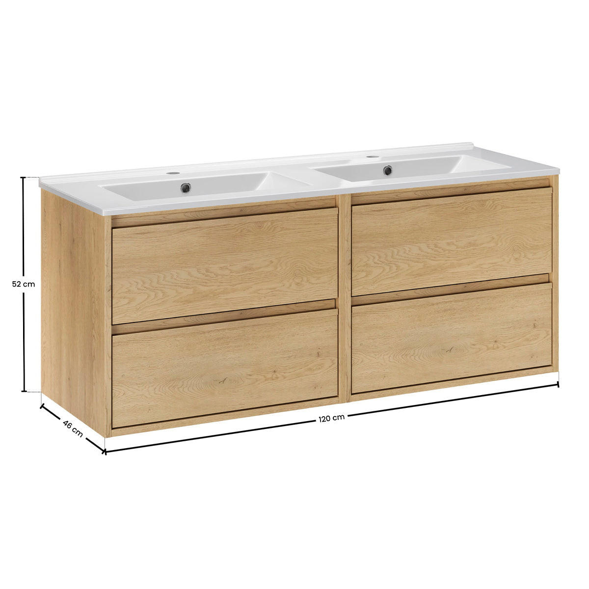 DVOSTRUKI UMIVAONIK 121cm Edmé Drvo - smeđa, drvni materijal (121/52/46cm) - Petits-meubles