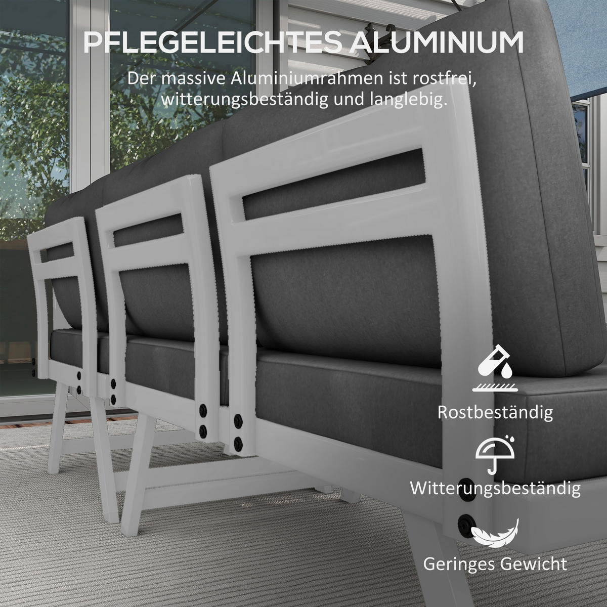 GARTENMÖBEL Set, Polyester, Grau - Grau, Kunststoff - Outsunny