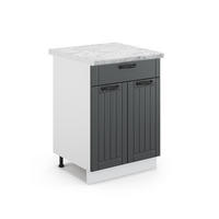 KÜCHENUNTERSCHRANK Fame-Line Anthrazit Landhaus 60 cm mit Schublade AP Marmor - Dunkelgrau/Anthrazit, Holzwerkstoff (60/82/60cm) - Vicco