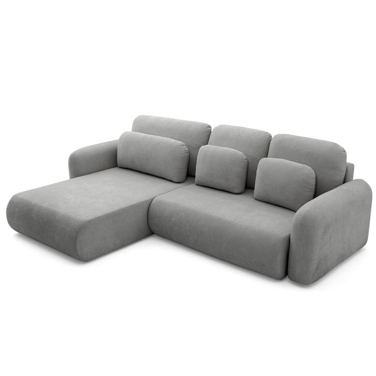 ECKSOFA NEST L Universal mit Schlaffunktion 157x240 Webstoff Grau - Schwarz/Grau, Holz/Textil (280/187cm) - Muffo