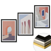 WANDBILDER 3er-Set - 40x60 cm Schwarzer Rahmen - Minimalistische Architekturillustrationen - Schwarz, Kunststoff (40/60cm) - ArtPrintCave
