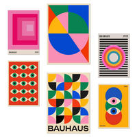 POSTER Set Mit 6 Bauhaus Geometrische Größe A3 und A4 Rahmenlos - Klar, Papier (29.7/1/42cm) - Nacnic