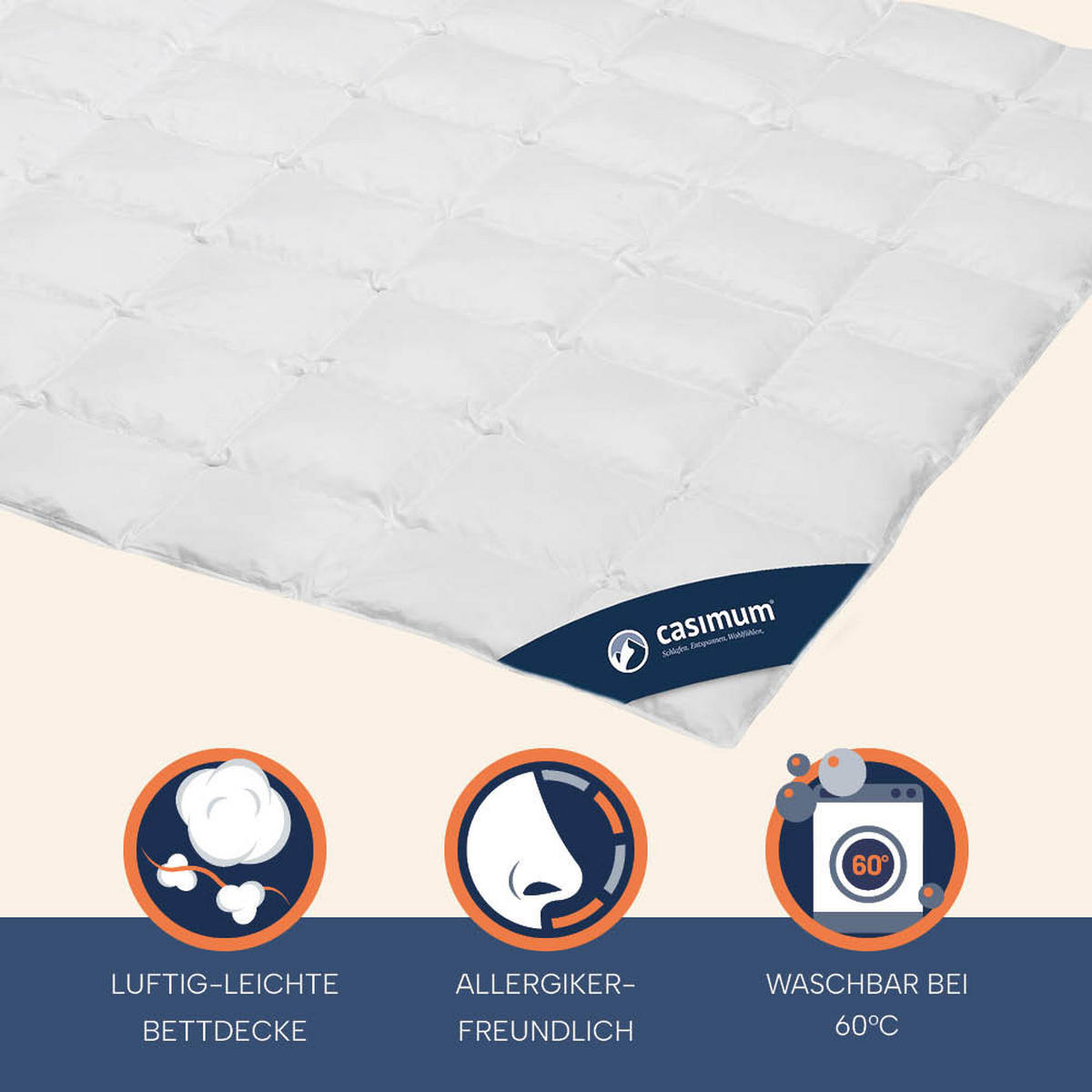 DAUNENDECKE 240x220 Extra leicht, PREMIUM Sommerdecke 90% Daune - Weiß, Textil (240/220cm) - casimum