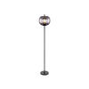 LED-STEHLAMPE Schwarz Höhe 160cm, Glaskugel Rauchglas - Schwarz, Glas/Metall (30/30/160cm) - meineWunschleuchte