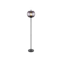 LED-STEHLAMPE Schwarz Höhe 160cm, Glaskugel Rauchglas - Schwarz, Glas/Metall (30/30/160cm) - meineWunschleuchte