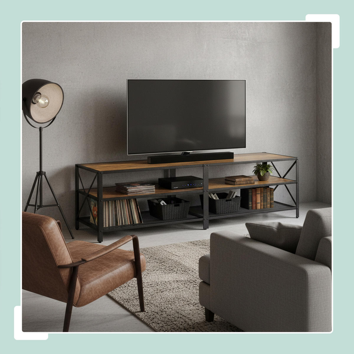 TV-LOWBOARD - Braun, Holzwerkstoff/Kunststoff (180/52/39cm) - Relaxdays