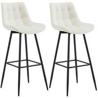 BARHOCKER 2er Set Samt creme - Creme/Schwarz, Textil/Metall (47/106/52cm) - CLP
