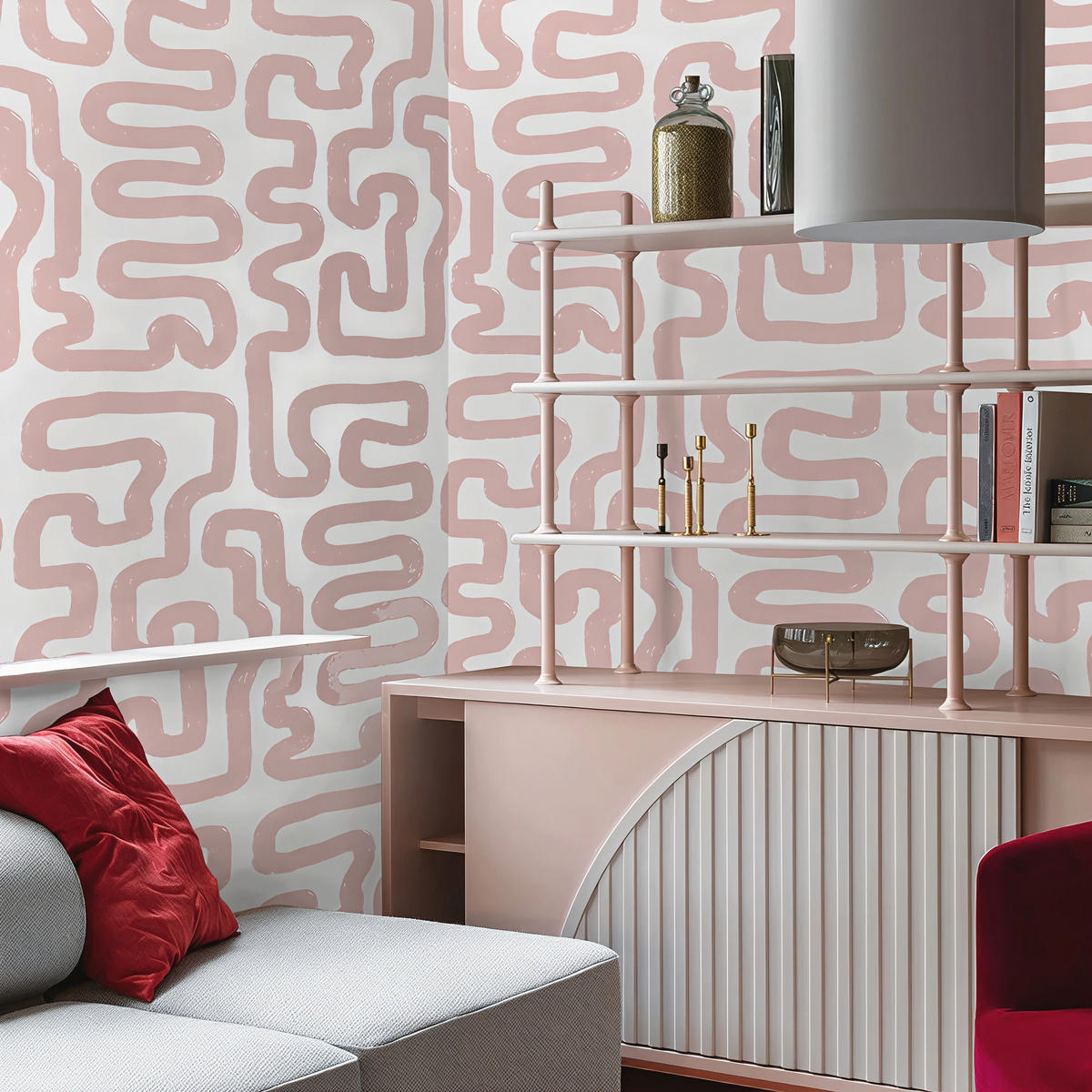 TAPETE Abstrakt aus echtem Papier, 200x280cm, 8 Bögen - Pink, Papier (200/280cm) - WALLPAPERS4BEGINNERS
