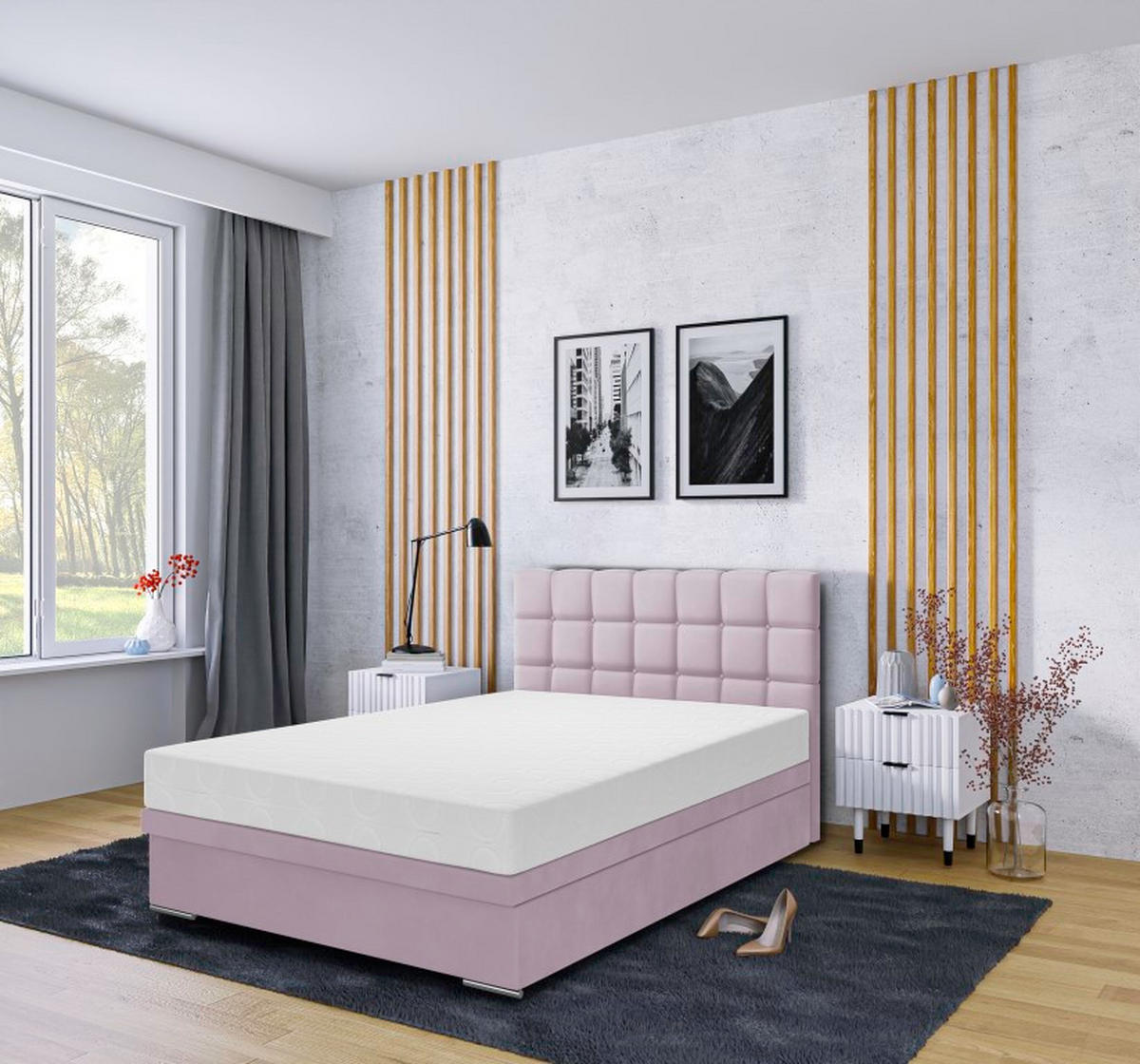 BOXBETT Venezia 160x200 cm mit Bettkasten, rosa - Rosa, Kunststoff (160/200cm) - Margaret Hadas24