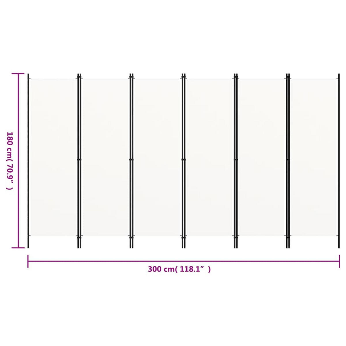 RAUMETEILER 6-teilig Weiss 300/180 Cm - Weiß, Textil (180/0.1/300cm) - vidaXL