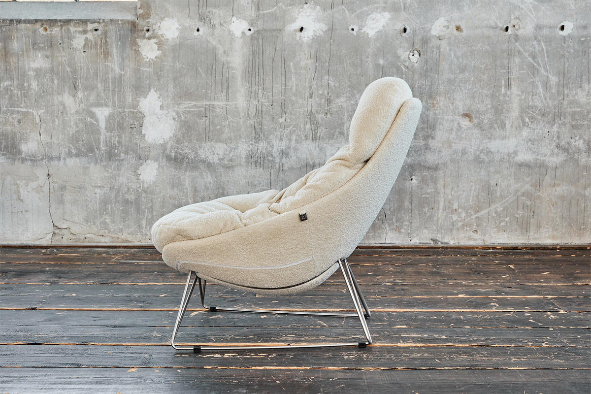 RELAXSESSEL AVON Beige Webstoff - Beige/Silberfarben, Textil/Metall (78/93/105cm) - KAWOLA